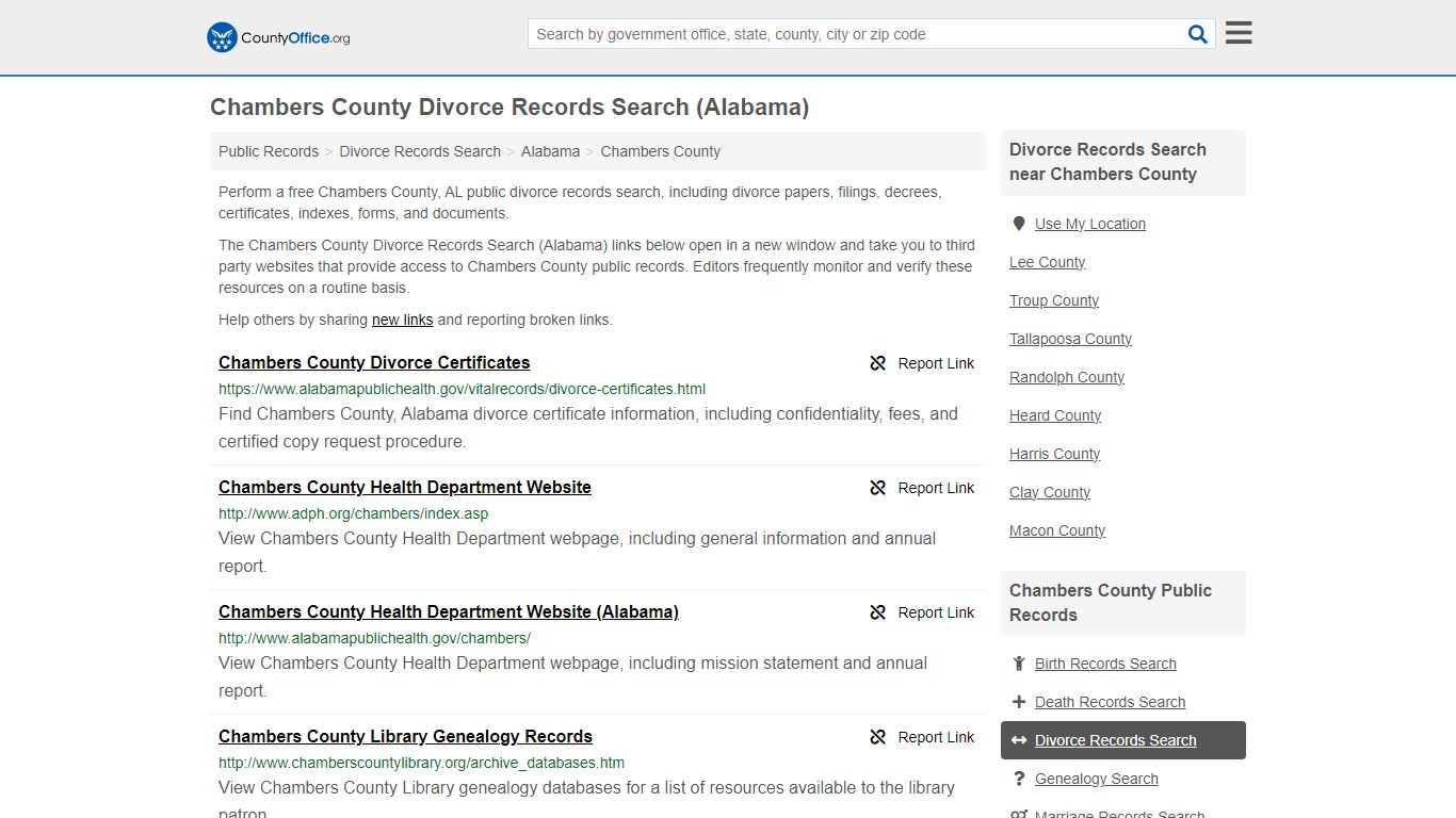 Chambers County Divorce Records Search (Alabama) - County Office
